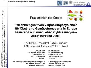 Präsentation der Studie &quot;Nachhaltigkeit von Verpackungssystemen