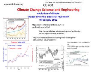 CE 401 Climate Change Science and Engineering evolution of climate