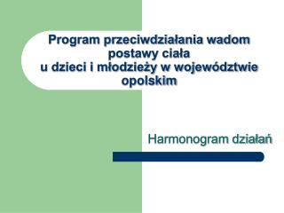 Program przeciwdziałania wadom postawy ciała u dzieci i młodzieży w województwie opolskim