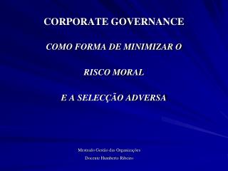 CORPORATE GOVERNANCE