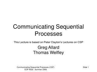 Communicating Sequential Processes