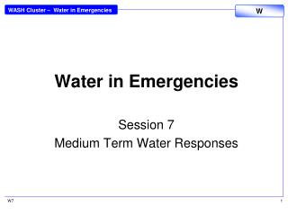 Water in Emergencies