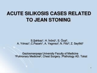 ACUTE SILIKOSIS CASES RELATED TO JEAN STONING