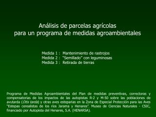 Análisis de parcelas agrícolas para un programa de medidas agroambientales
