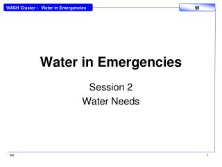 Water in Emergencies