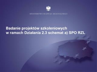 Badanie projektów szkoleniowych w ramach Działania 2.3 schemat a) SPO RZL