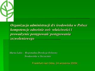 Marta Łakis – Regionalna Dyrekcja Ochrony Środowiska w Szczecinie