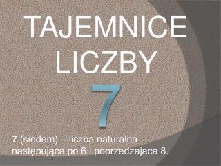 TAJEMNICE LICZBY