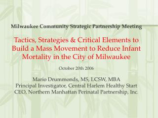 Milwaukee Community Strategic Partnership Meeting