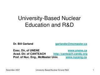 University-Based Nuclear Education and R&amp;D