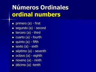 Números Ordinales ordinal numbers