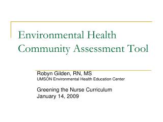 Environmental Health Community Assessment Tool