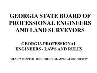 GEORGIA STATE BOARD OF PROFESSIONAL ENGINEERS AND LAND SURVEYORS