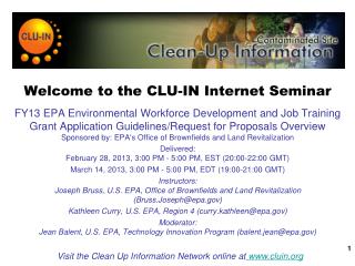 Welcome to the CLU-IN Internet Seminar