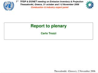 Report to plenary Carlo Trozzi