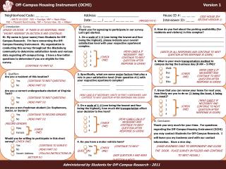 Off-Campus Housing Instrument (OCHI)