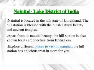 Places to visit in Nanital