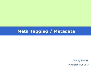 Meta Tagging / Metadata