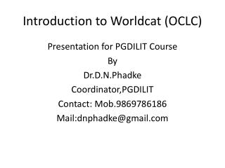 Introduction to Worldcat (OCLC)