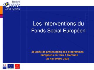 Les interventions du Fonds Social Européen