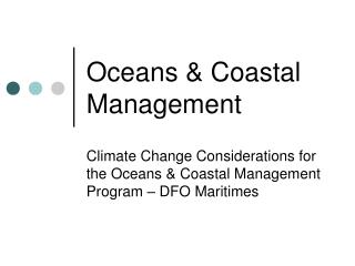 Oceans &amp; Coastal Management