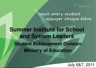Summer Institute for School and System Leaders