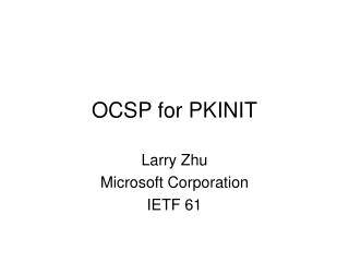 OCSP for PKINIT