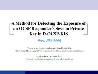 A Method for Detecting the Exposure of an OCSP Responder ’ s Session Private Key in D-OCSP-KIS