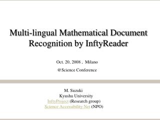 Multi-lingual Mathematical Document Recognition by InftyReader