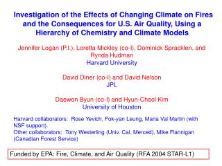 Harvard collaborators: Rose Yevich, Fok-yan Leung, Maria Val Martin (with NSF support).