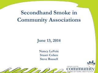 Secondhand Smoke in Community Associations
