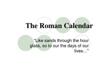 The Roman Calendar