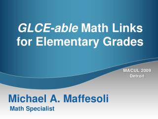 GLCE-able Math Links for Elementary Grades