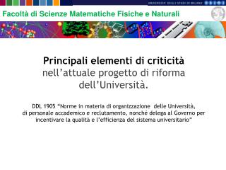 Riforma a costo zero unita ed attuale sottofinanziamento