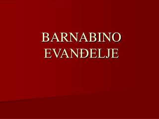 BARNABINO EVANĐELJE