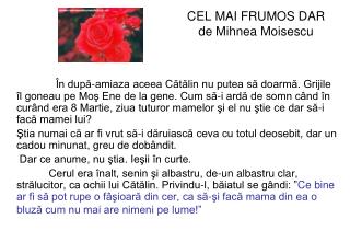 CEL MAI FRUMOS DAR de Mihnea Moisescu