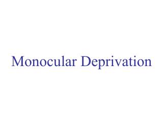 Monocular Deprivation