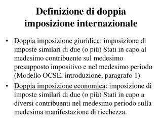 Definizione di doppia imposizione internazionale