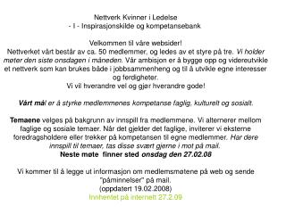 Nettverk Kvinner i Ledelse - I - Inspirasjonskilde og kompetansebank 