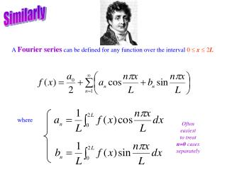 A Fourier series can be defined for any function over the interval 0  x  2 L