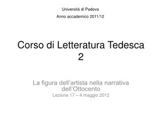 Corso di Letteratura Tedesca 2