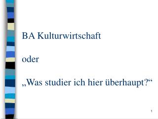 BA Kulturwirtschaft oder „Was studier ich hier überhaupt?“