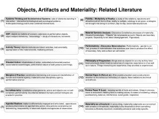 Objects, Artifacts and Materiality: Related Literature