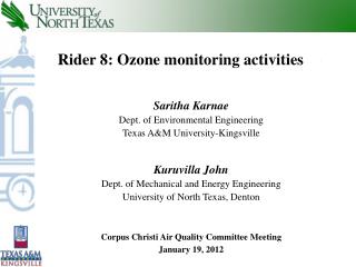 Rider 8: Ozone monitoring activities