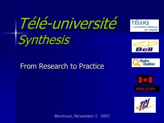 Télé-université Synthesis From Research to Practice