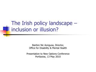 The Irish policy landscape – inclusion or illusion?
