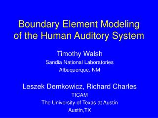 Boundary Element Modeling of the Human Auditory System