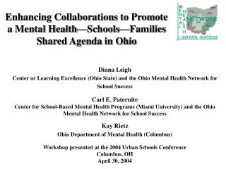 Enhancing Collaborations to Promote a Mental Health—Schools—Families Shared Agenda in Ohio