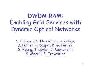 DWDM-RAM: Enabling Grid Services with Dynamic Optical Networks