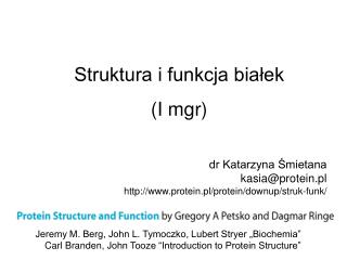 Struktura i funkcja białek (I mgr)